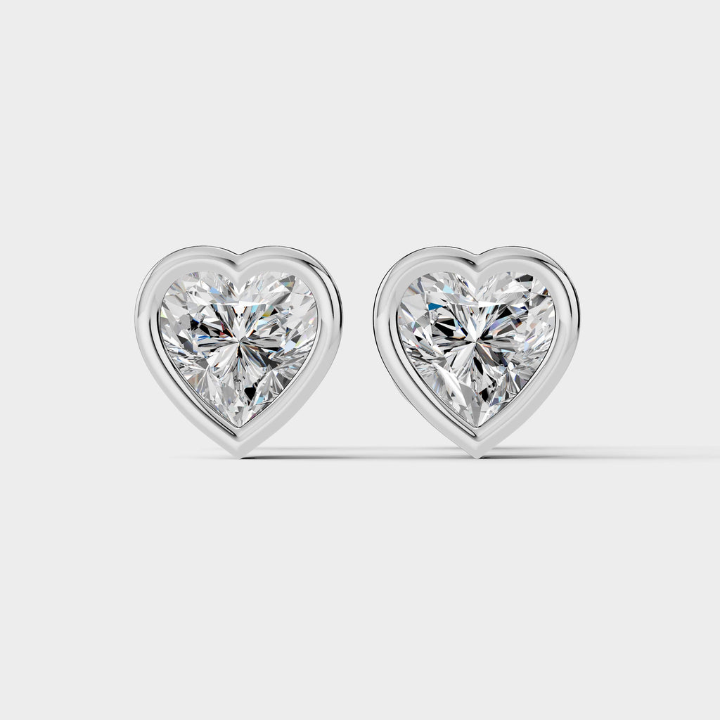 Heart Shaped Bezel Setting Earring ( 1 Pair )