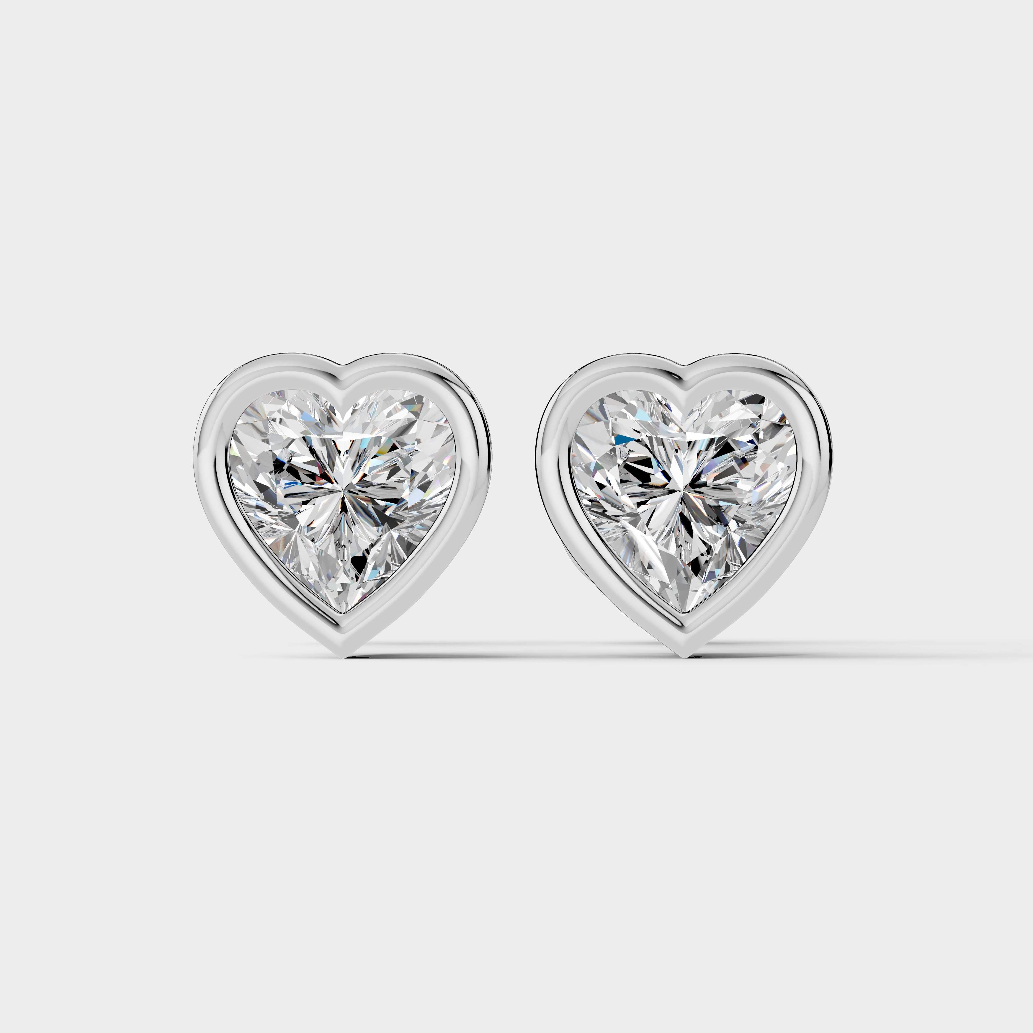 Heart Shaped Bezel Setting Earring ( 1 Pair )