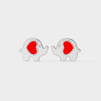 Elephant Earrings | Cute Red Heart Design for Kids & Women (1 Pair)