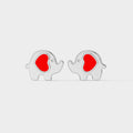 Elephant Earrings | Cute Red Heart Design for Kids & Women (1 Pair)