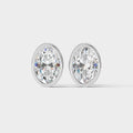 Oval Bezel Setting Earring ( 1 Pair )