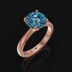 2 CT 925 Sterling Silver Blue Portuguese Cut Moissanite Diamond Ring