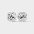 Cushion Square Bezel Setting Earring ( 1 Pair )