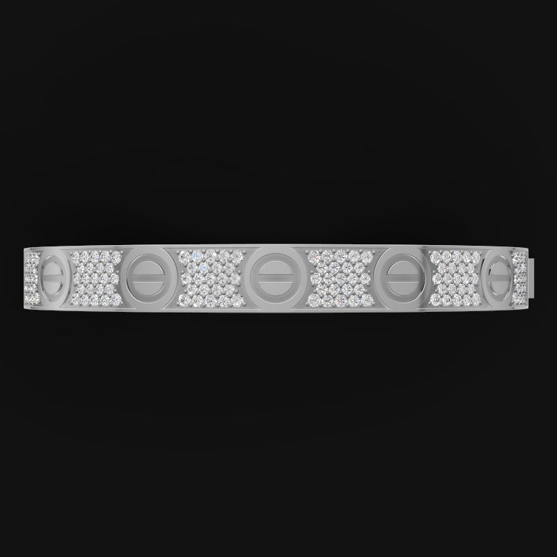 925 Silver Luxury Screw Pattern Bracelet With Moissanite Diamond