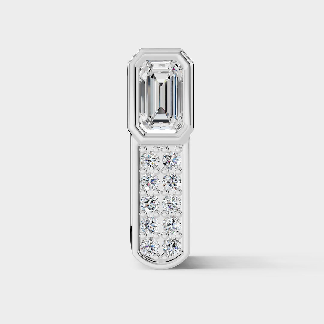 925 Sterling Silver Emerald Cut Moissanite Diamond Bali Earring (1 PC)