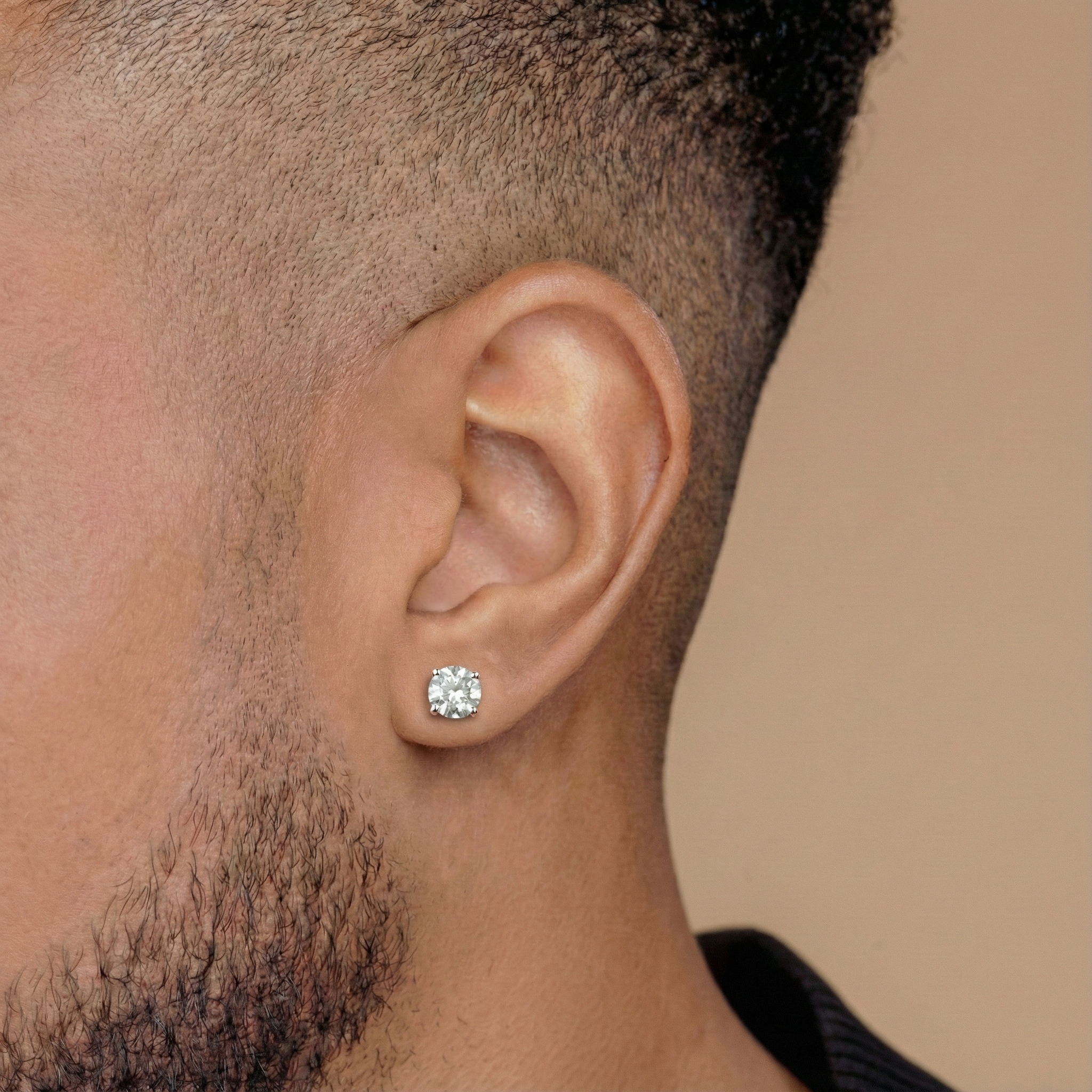 925 Sterling Silver Round Shape Earrings with Moissanite Diamond (1 PC)