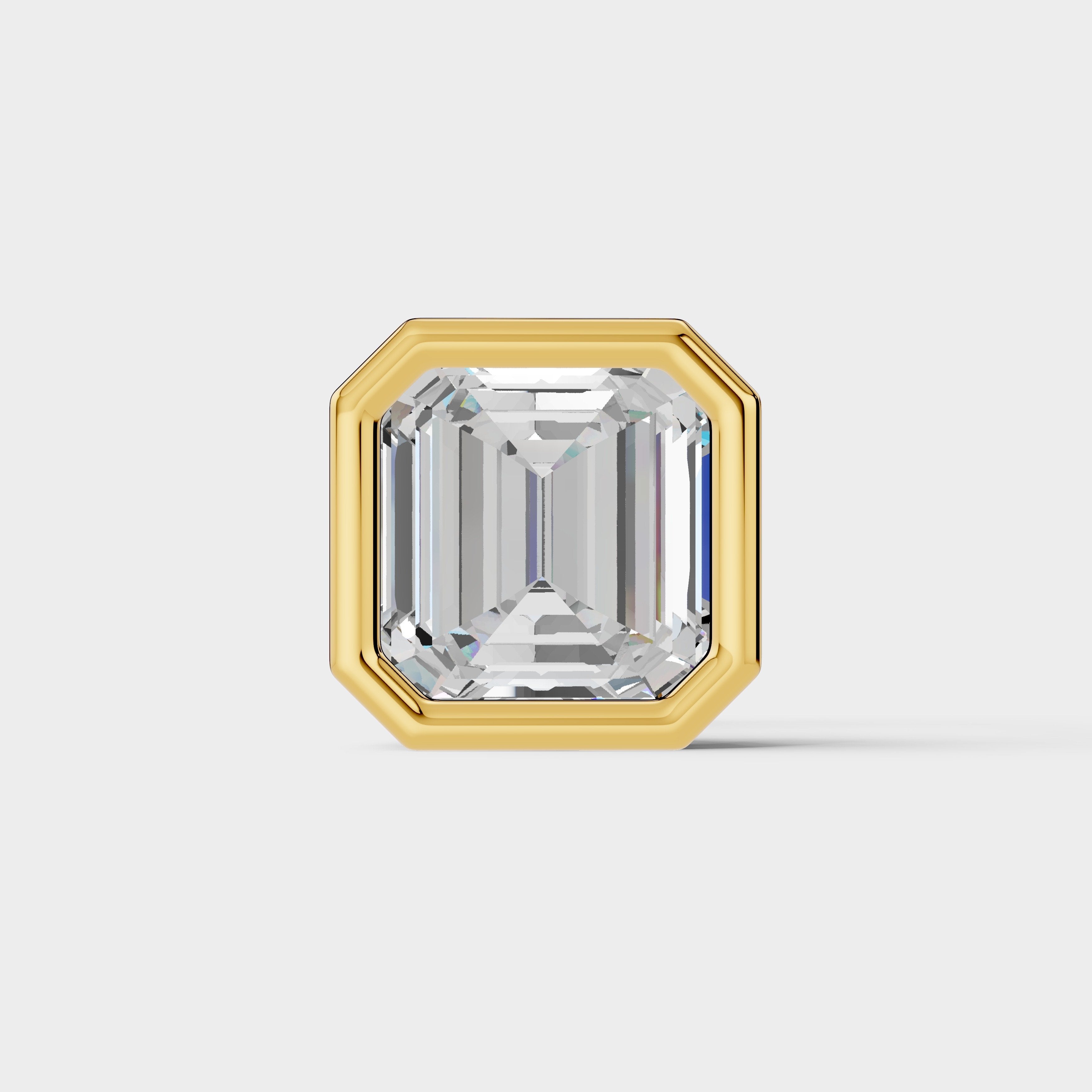 925 Sterling Silver Ascher Shaped Moissanite Diamond Bezel Setting Earring ( 1 PC)