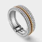Solid Gold And 925 Sterling Silver Gold Moissanite Diamond Rope Shape Band  Ring