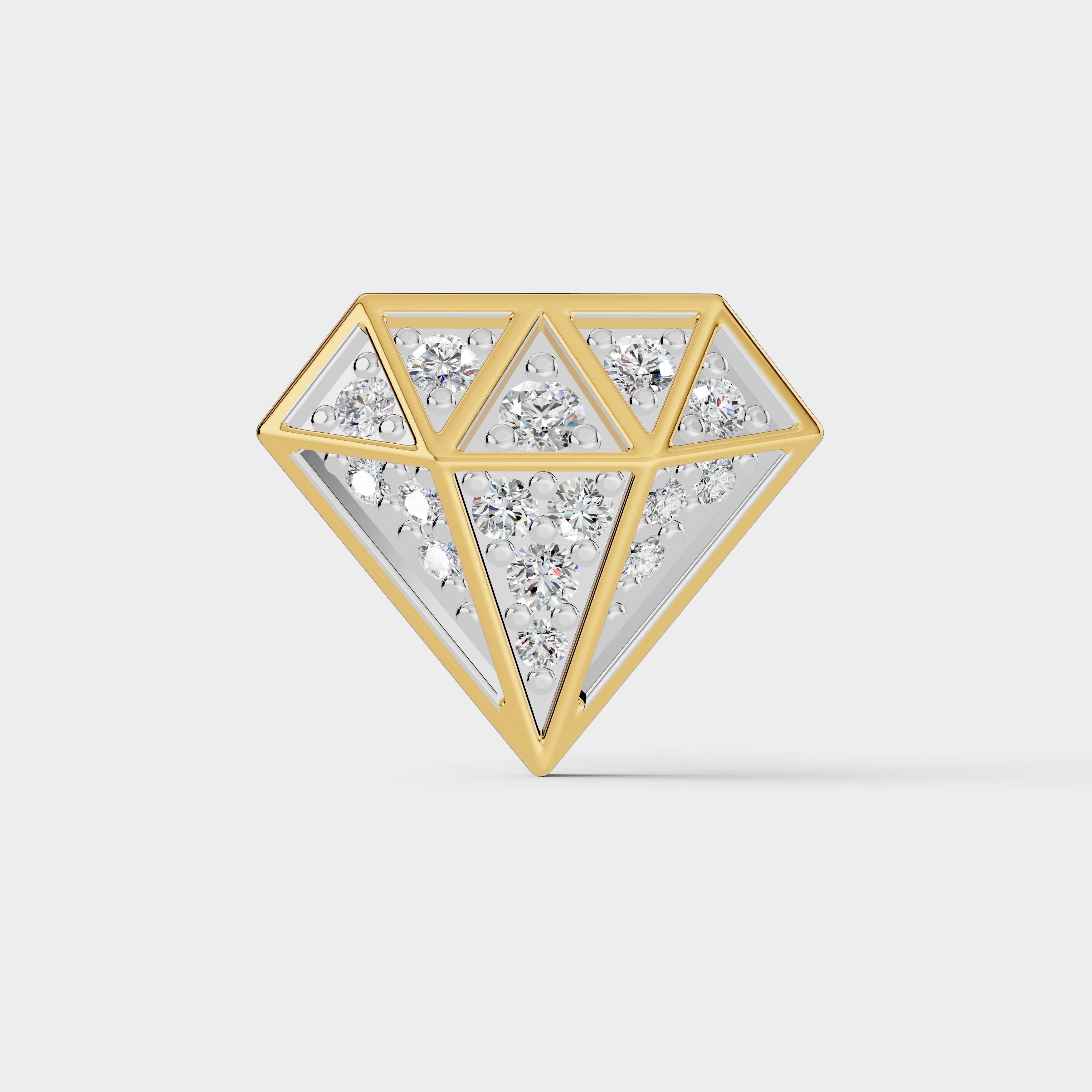 925 Sterling Silver Diamond Shaped Moissanite Diamond Earring