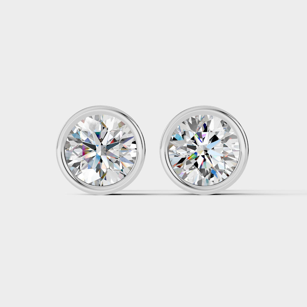 Round Bezel Setting Earring ( 1 Pair )