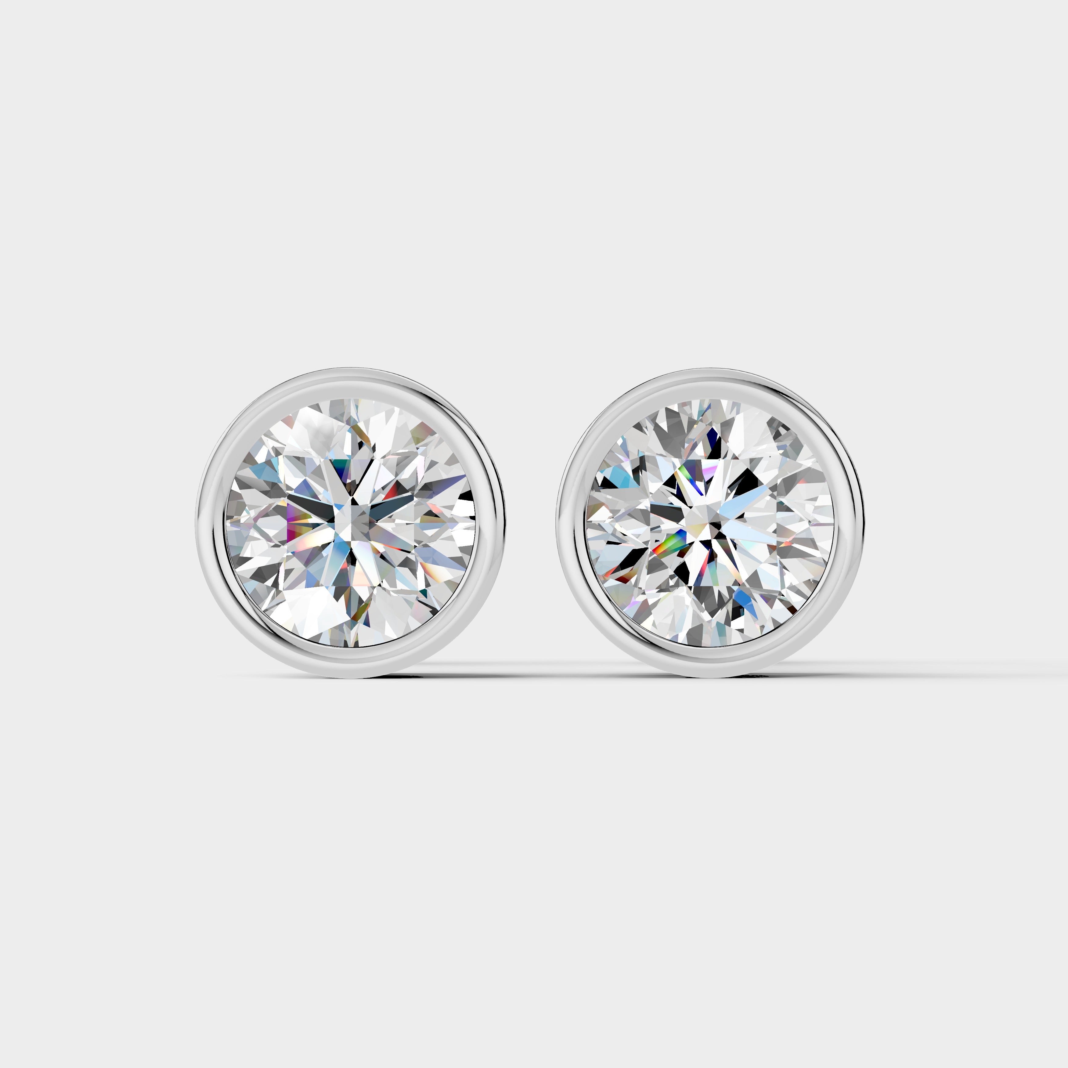 Round Bezel Setting Earring ( 1 Pair )