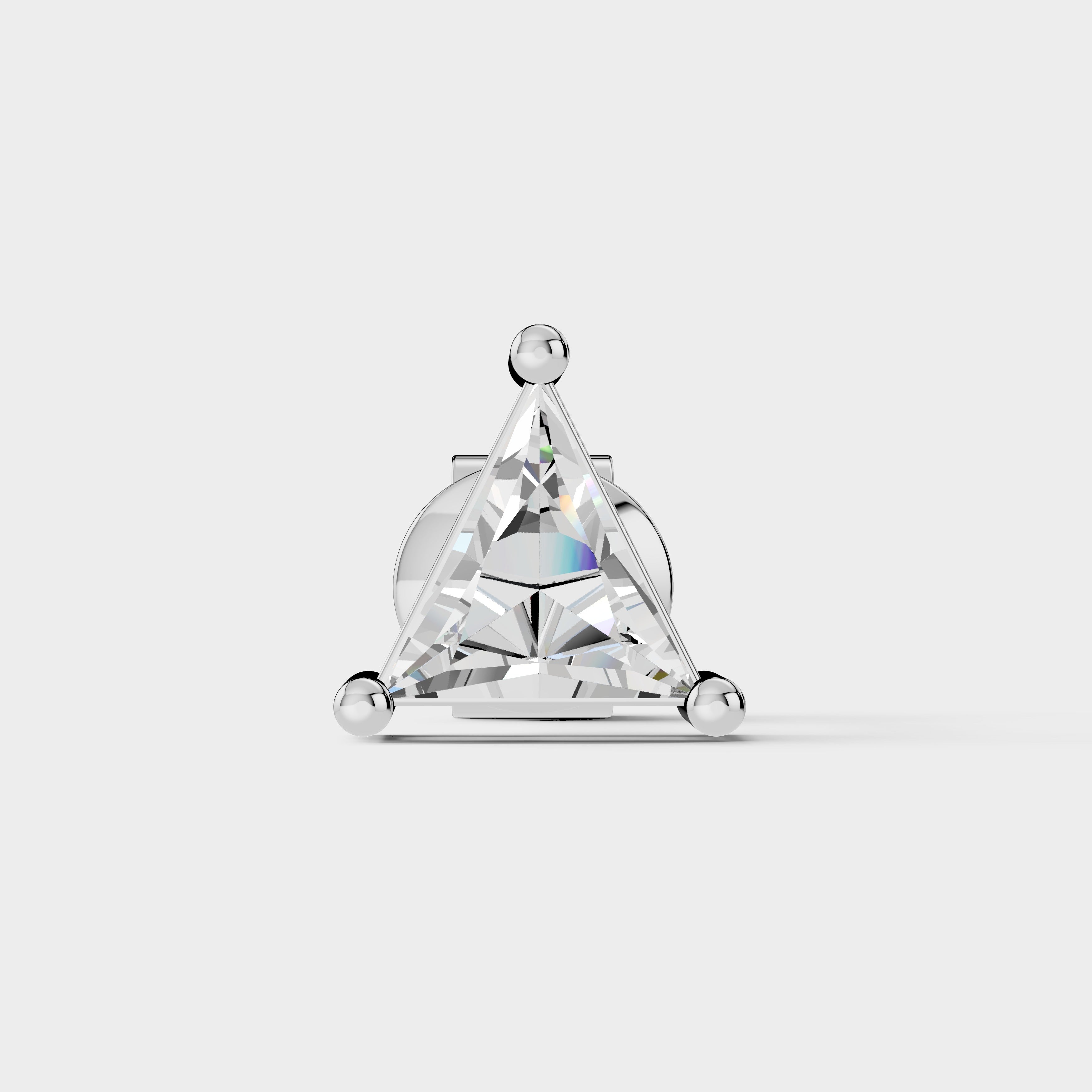 Triangle Shape Earrings with Moissanite Diamond 925 Silver (1 PC)