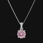 2 CT 925 Sterling Silver Pink Portuguese Cut Moissanite Diamond  Pendant With Chain