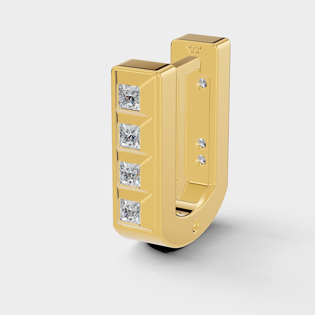 925 Sterling Silver Princess Cut Moissanite Diamond Bali Earring