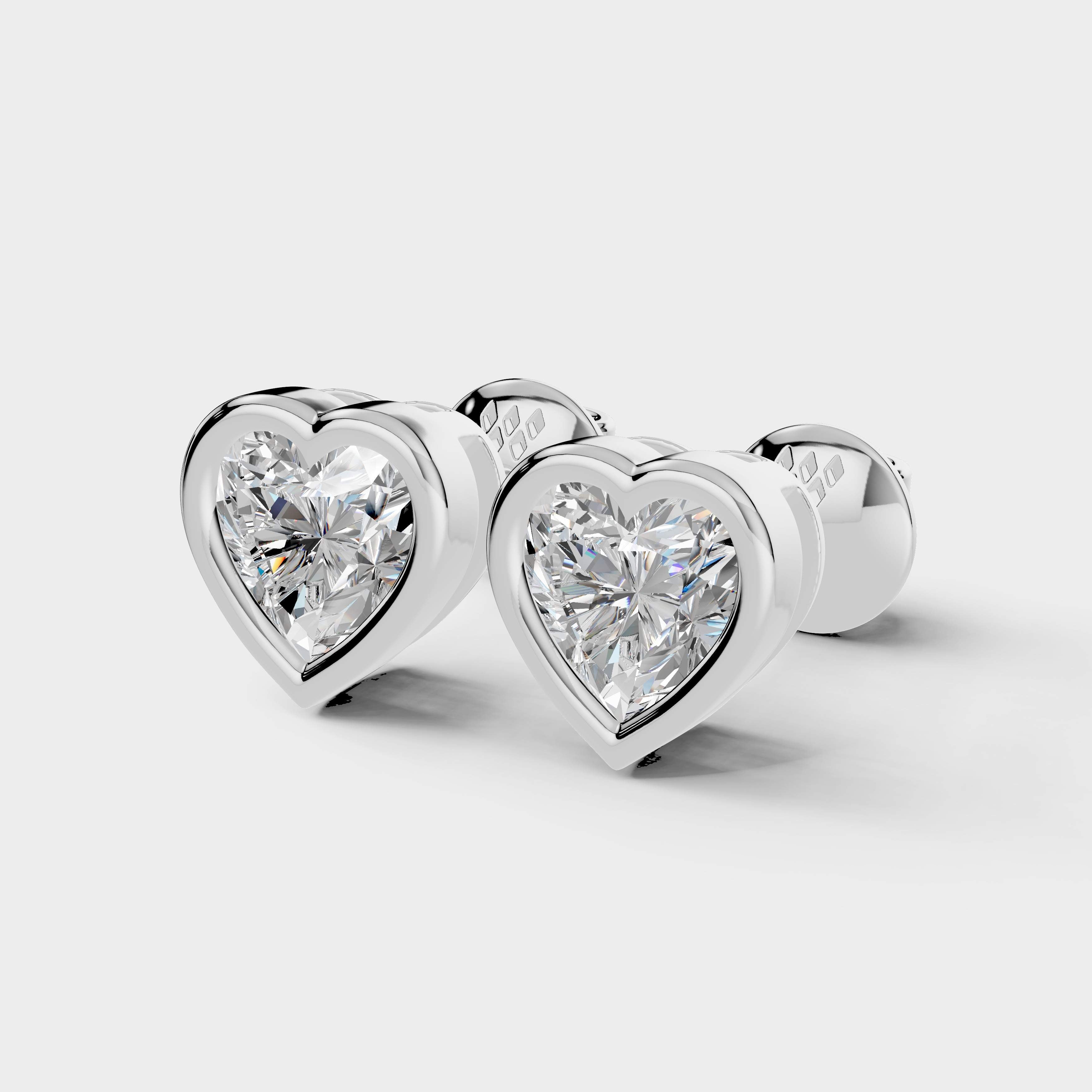 Heart Shaped Bezel Setting Earring ( 1 Pair )