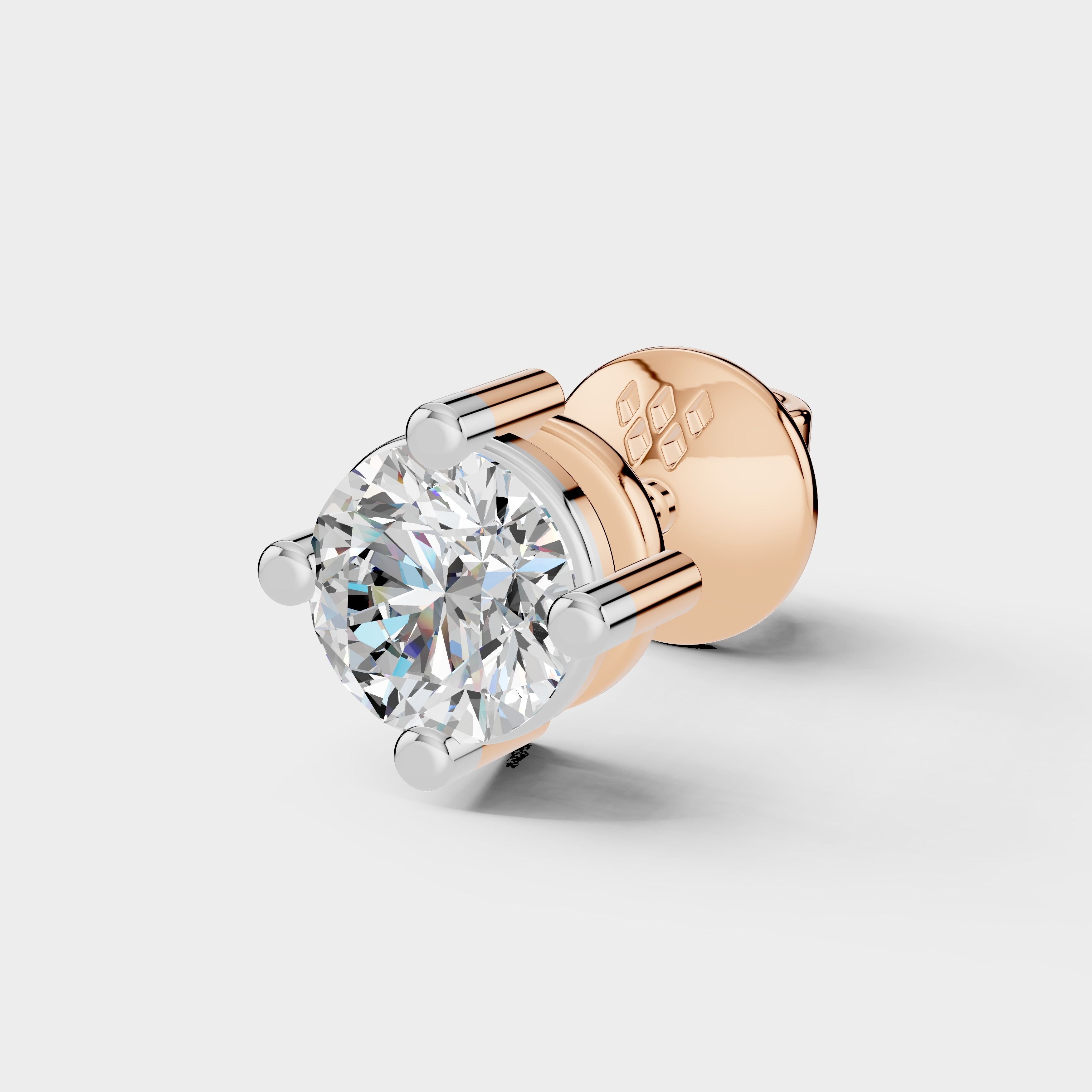 925 Sterling Silver Round Shape Earrings with Moissanite Diamond (1 PC)