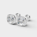 Cushion Square Bezel Setting Earring ( 1 Pair )