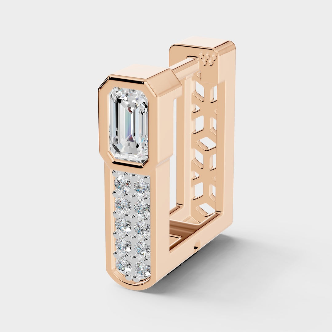 925 Sterling Silver Emerald Cut Moissanite Diamond Bali Earring (1 PC)