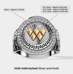 Solid Gold  And 925 Sterling Silver Gold Moissanite Diamond Bulky W Ring