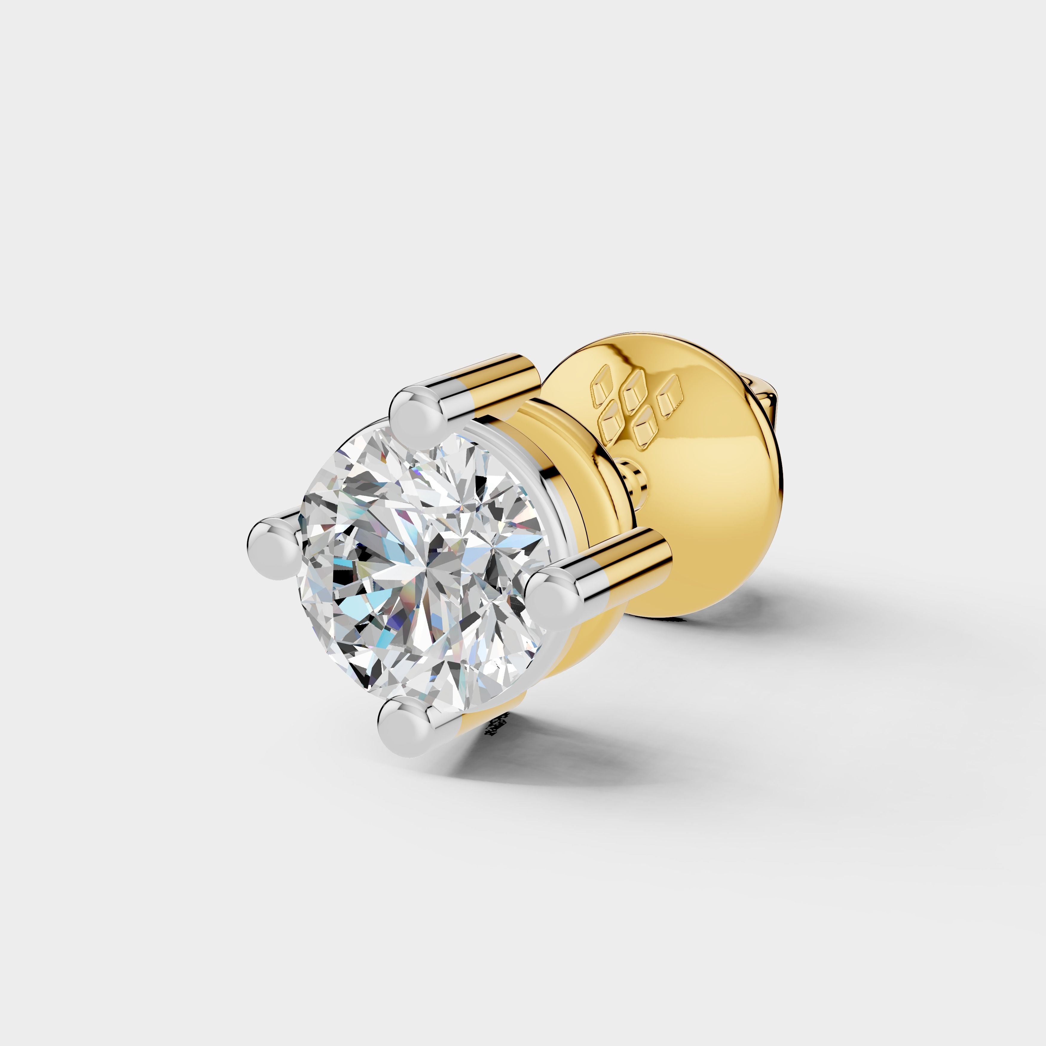 925 Sterling Silver Round Shape Earrings with Moissanite Diamond (1 PC)