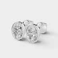Oval Bezel Setting Earring ( 1 Pair )