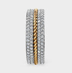 Solid Gold And 925 Sterling Silver Gold Moissanite Diamond Rope Shape Band  Ring