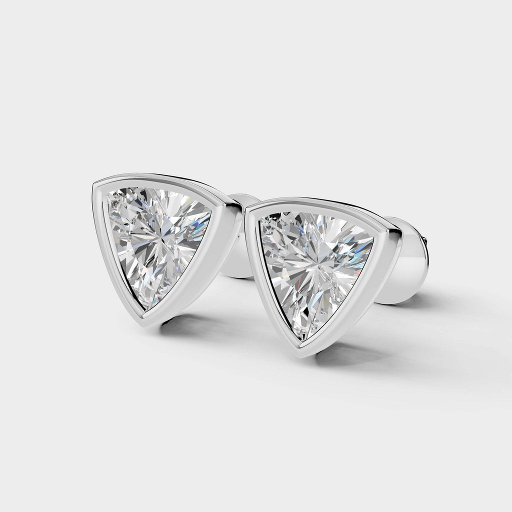 Trillion Bezel Setting Earring ( 1 Pair )