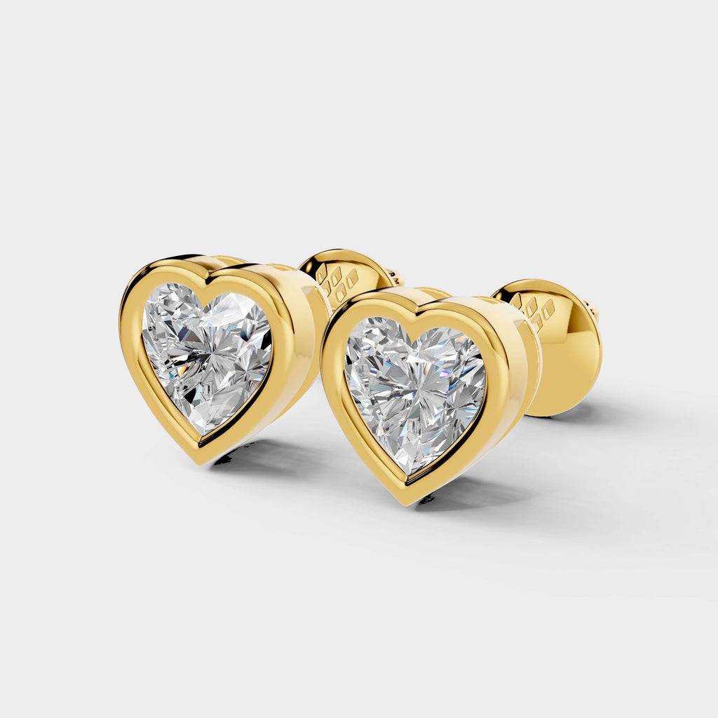 Heart Shaped Bezel Setting Earring ( 1 Pair )