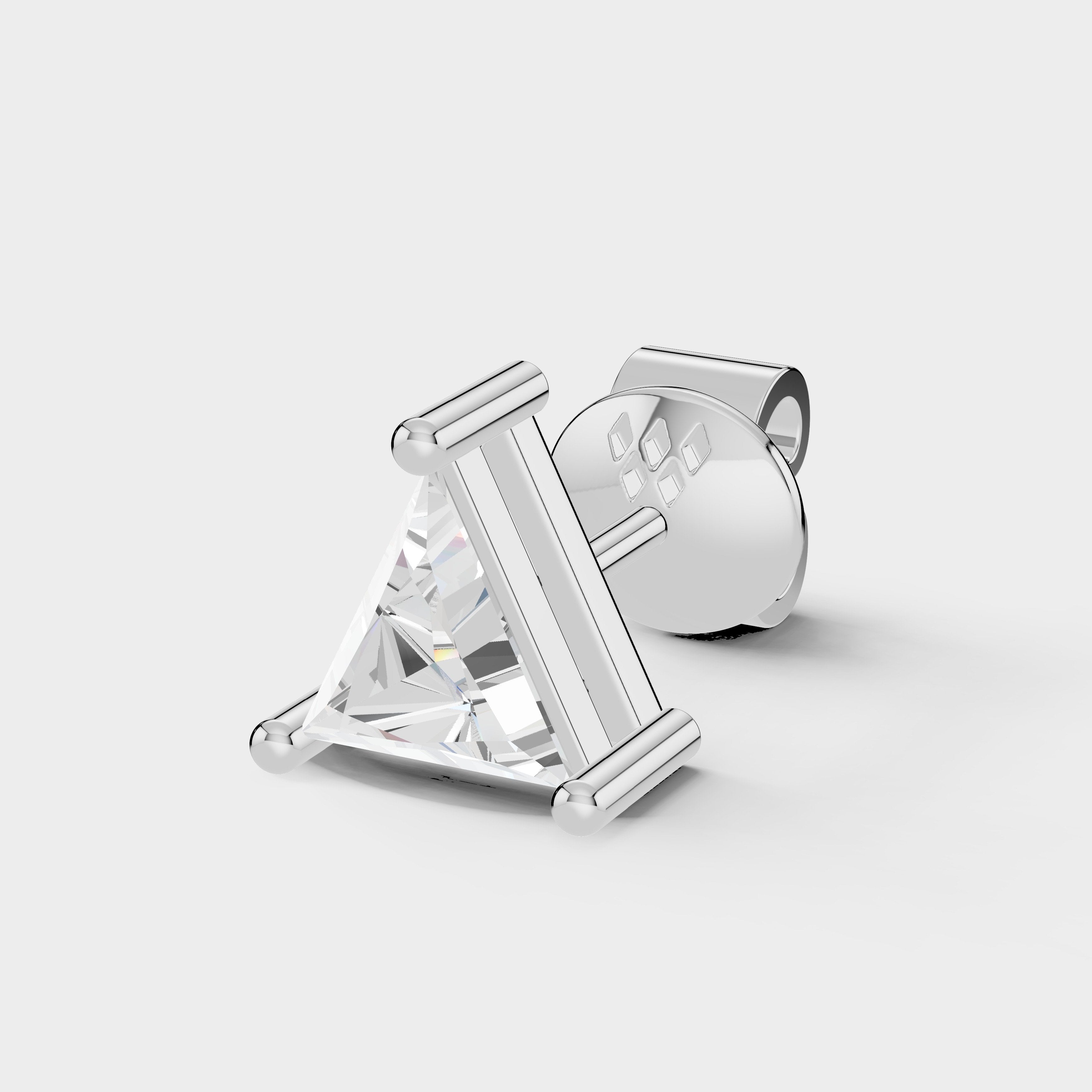 Triangle Shape Earrings with Moissanite Diamond 925 Silver (1 PC)
