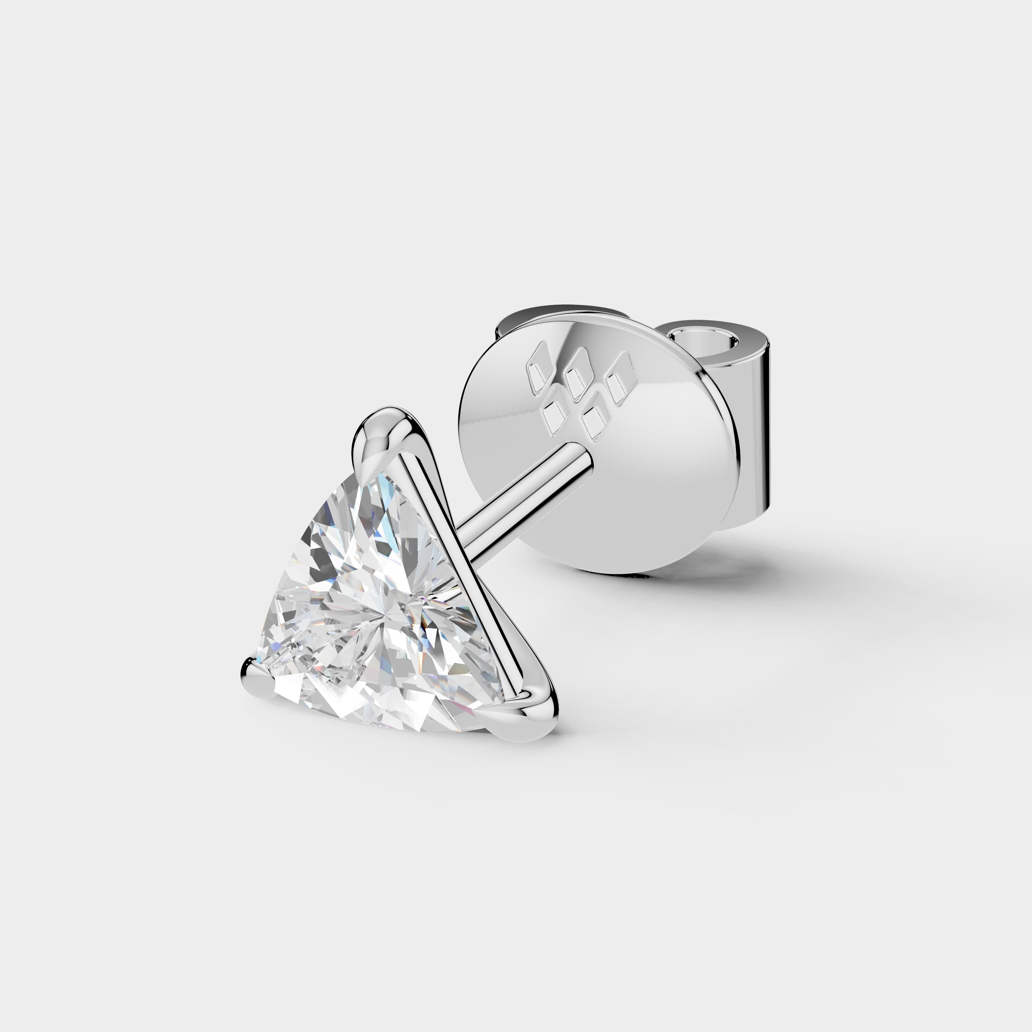 Trillion Shape Earrings with Moissanite Diamond 925 Silver  (1 PC)