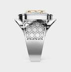 Solid Gold  And 925 Sterling Silver Gold Moissanite Diamond Bulky Dollar Ring