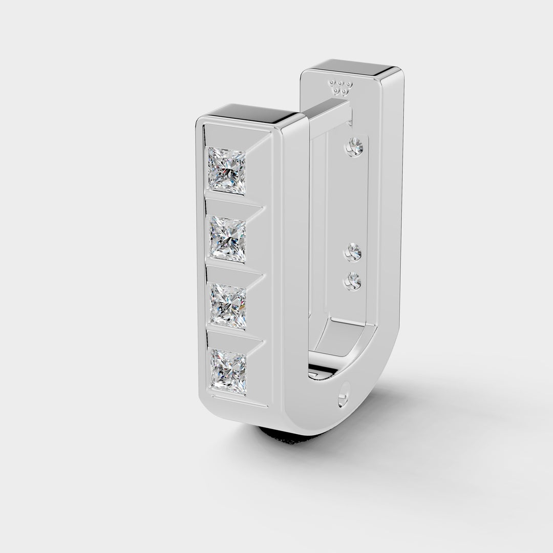 925 Sterling Silver Princess Cut Moissanite Diamond Bali Earring