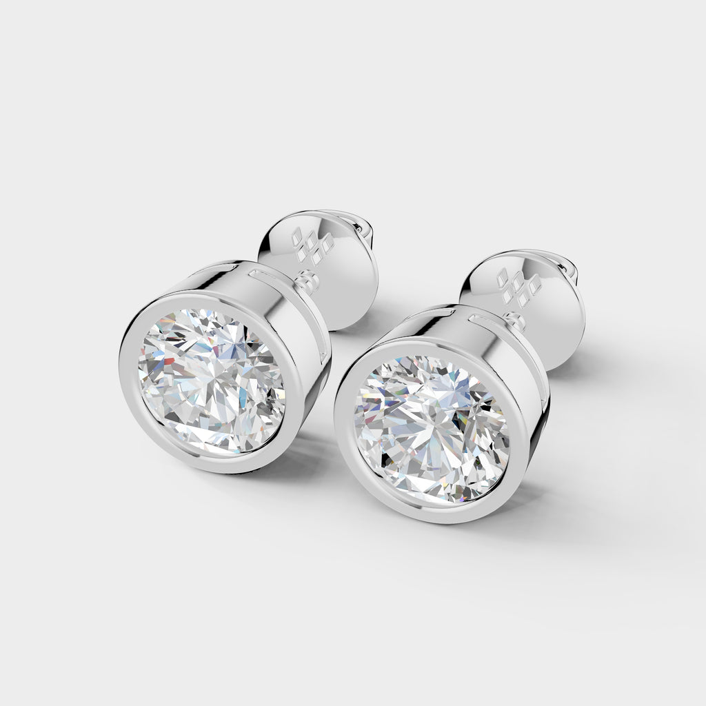 Round Bezel Setting Earring ( 1 Pair )