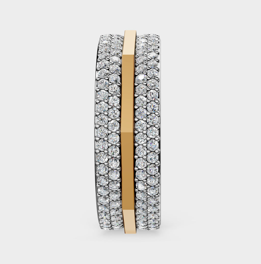 Solid Gold And 925 Sterling Silver Gold Moissanite Diamond Hexagon Shape Band  Ring