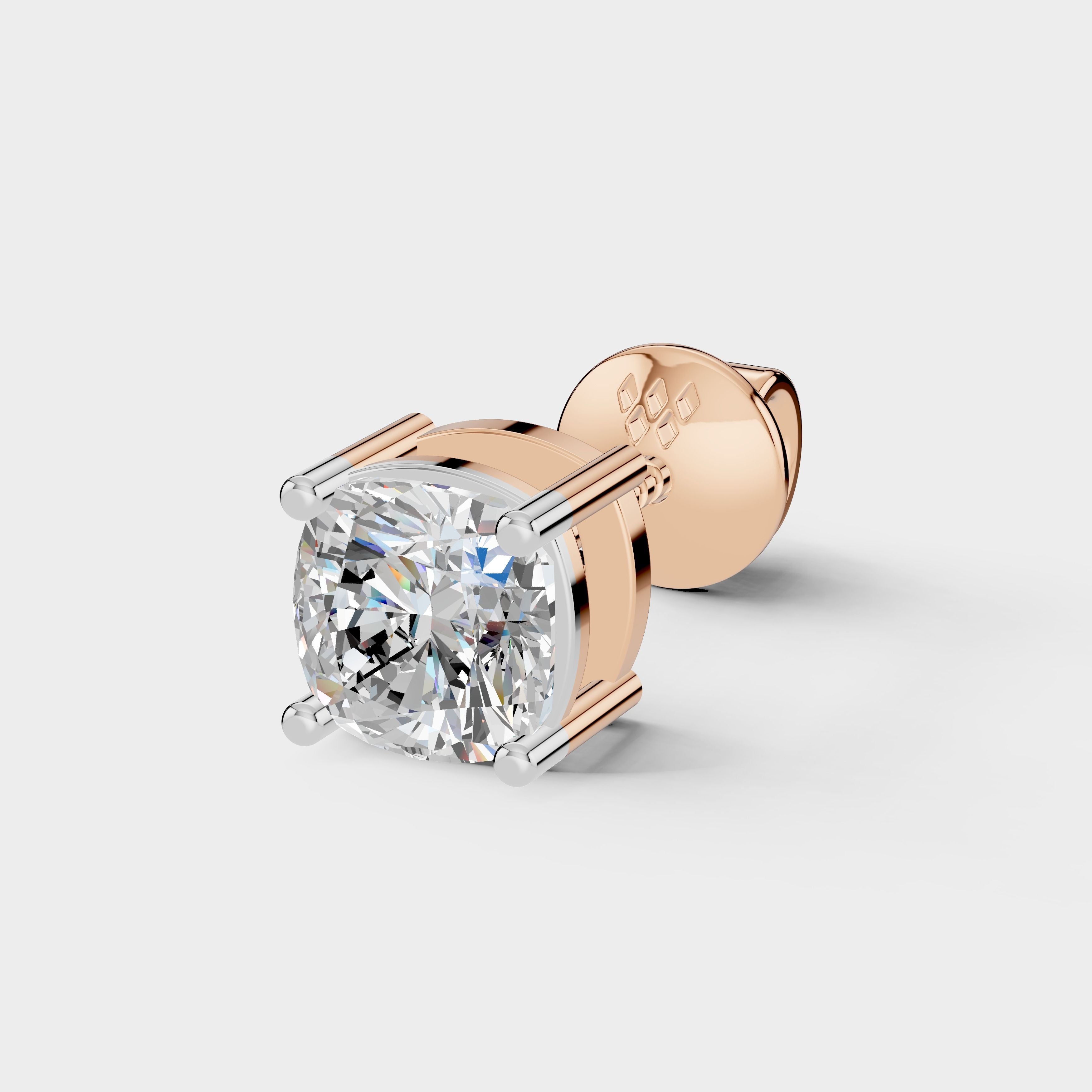 925 Silver Cushion Shape Earrings with Moissanite Diamond (1 PC)