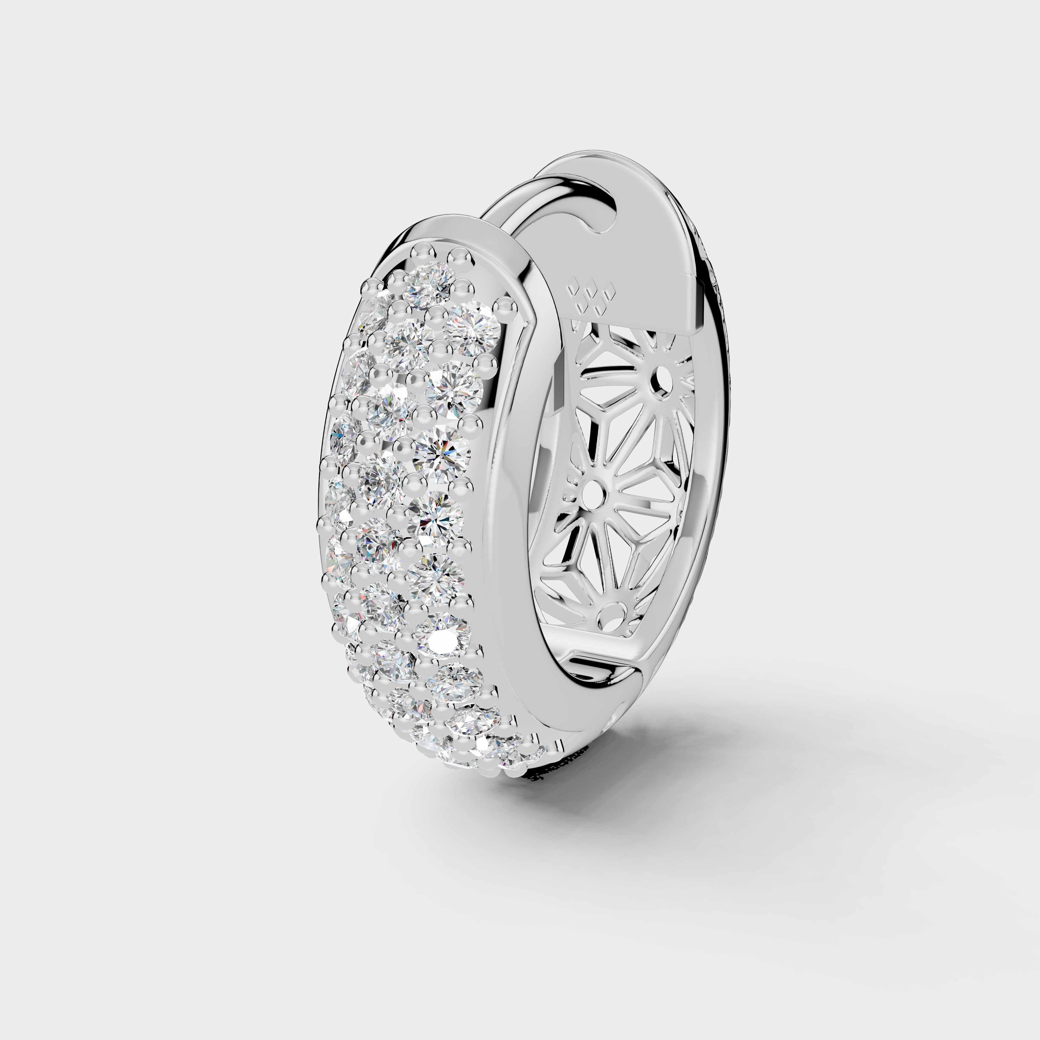 925 Sterling Silver Moissanite Diamond Bali Earring Two Sided (1 PC)