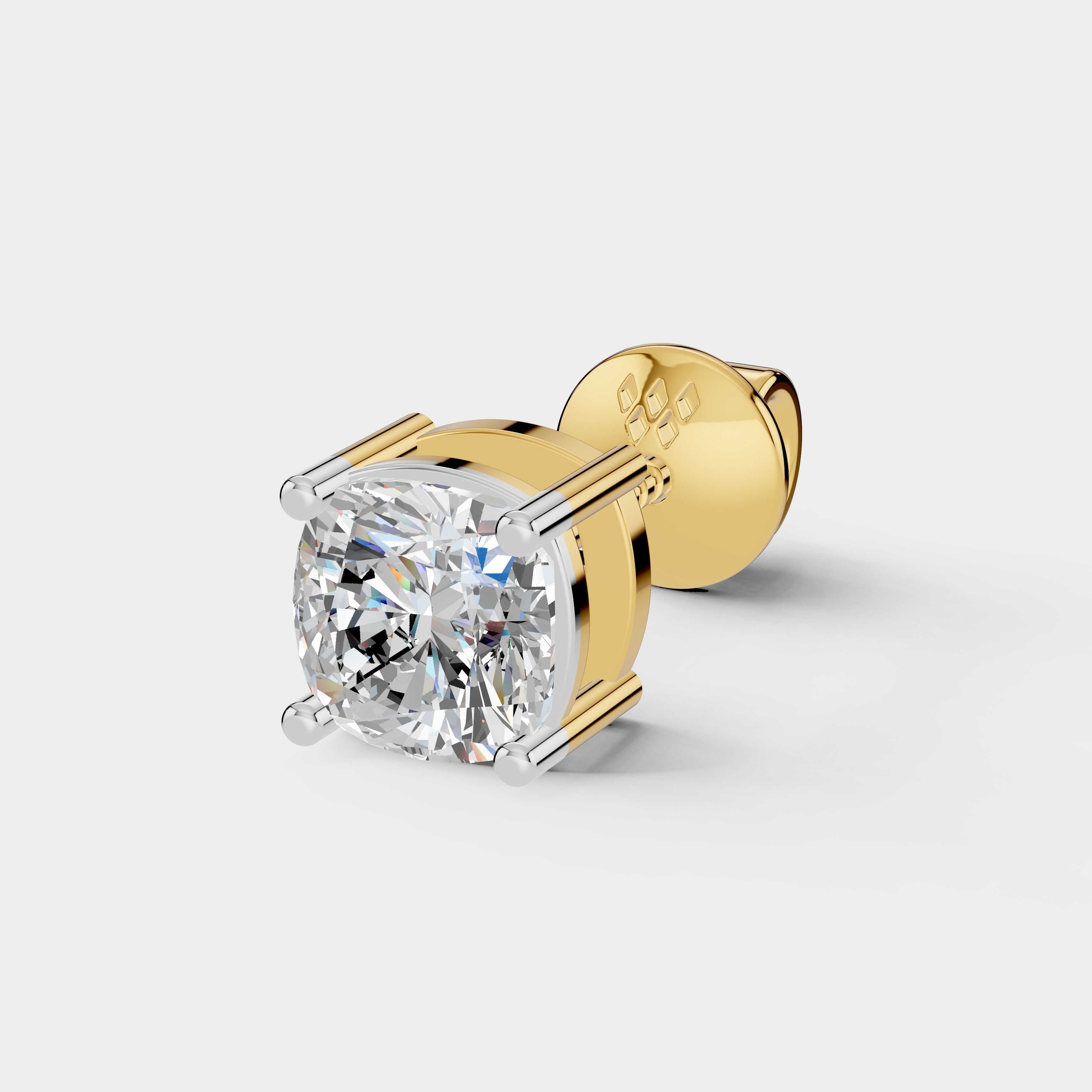 925 Silver Cushion Shape Earrings with Moissanite Diamond (1 PC)