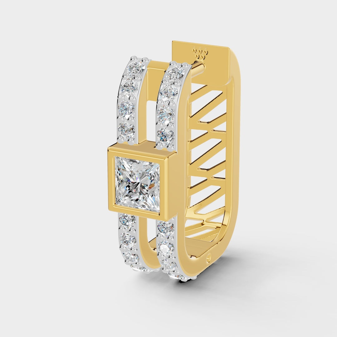 925 Sterling Silver Princess Cut Moissanite Diamond Bali Earring