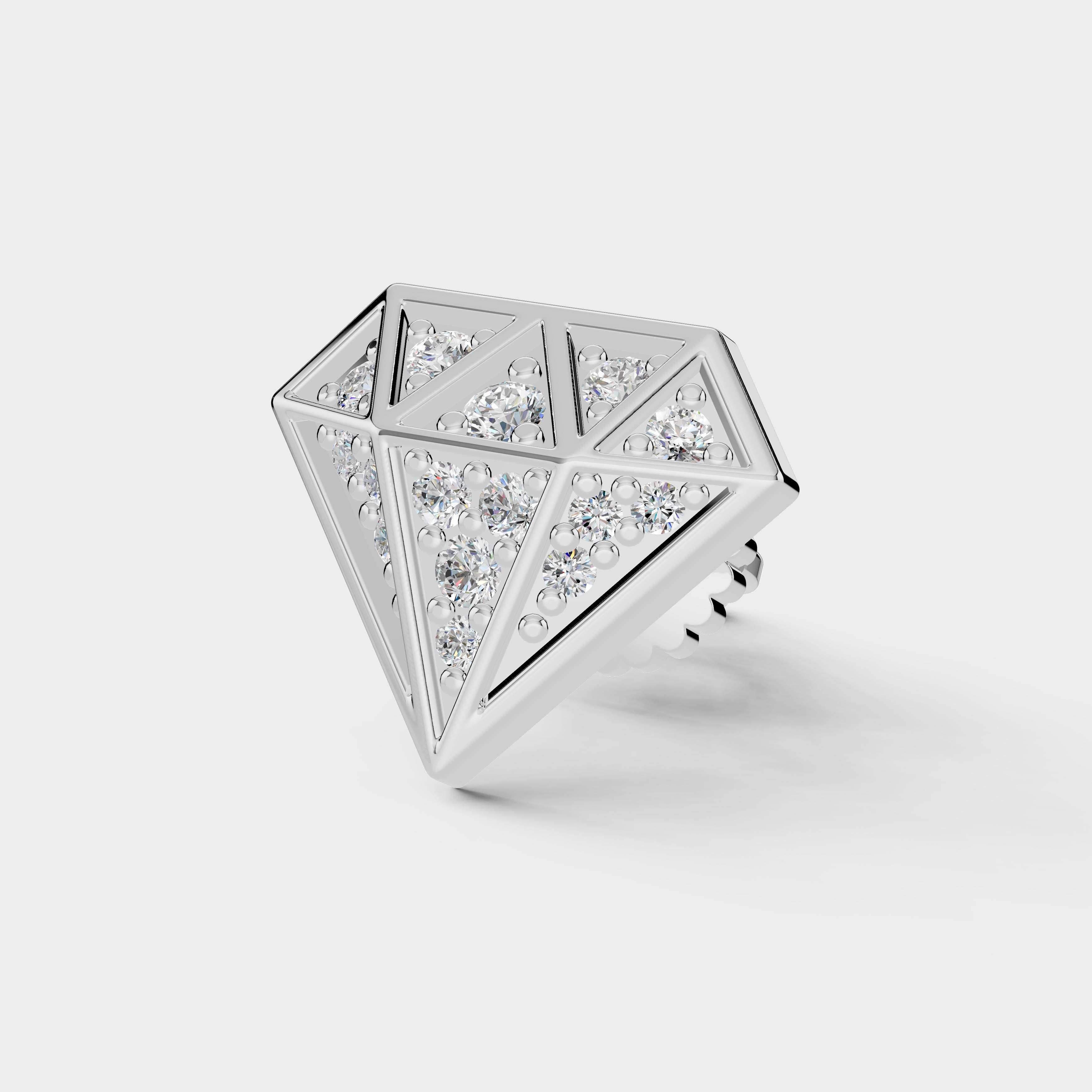 925 Sterling Silver Diamond Shaped Moissanite Diamond Earring