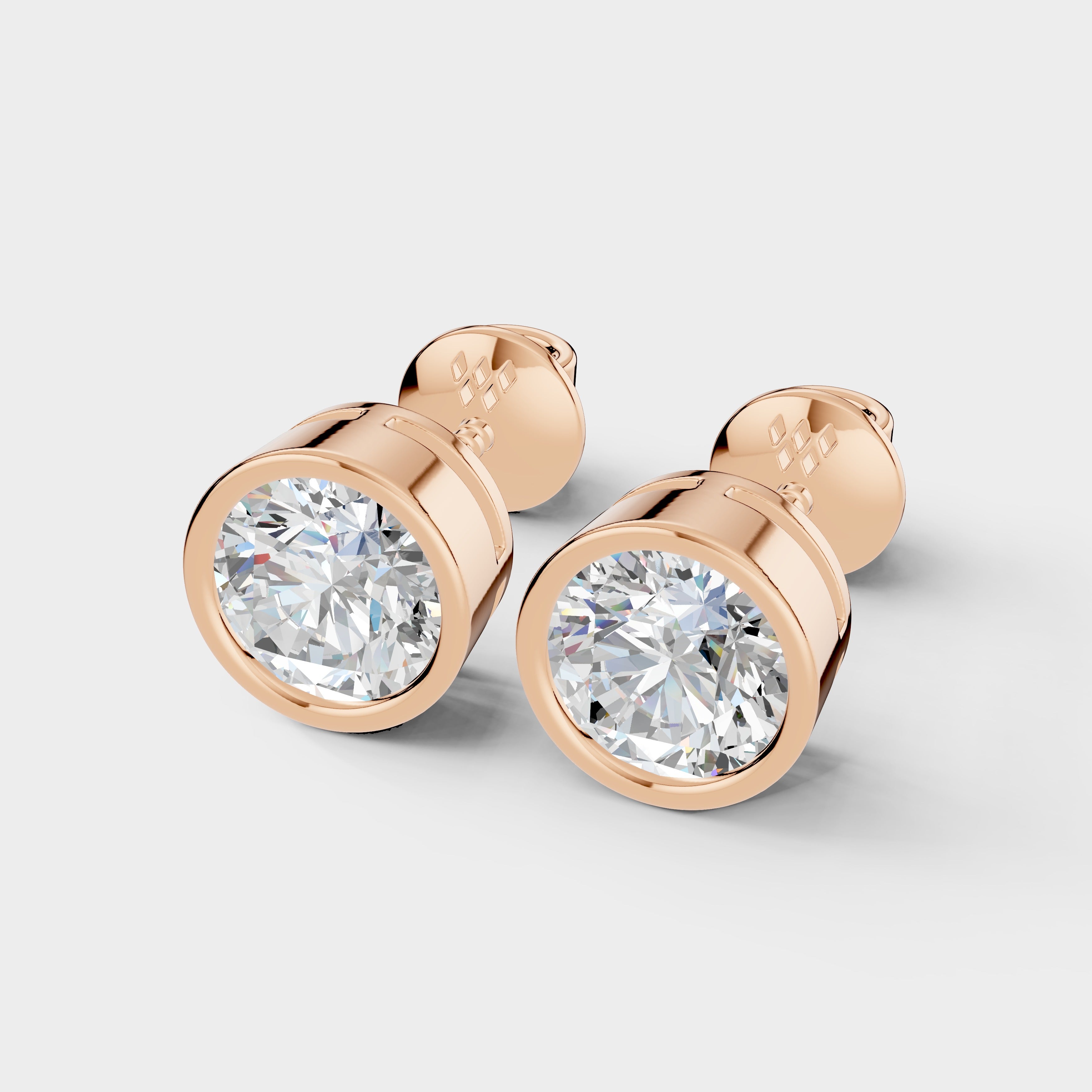 Round Bezel Setting Earring ( 1 Pair )