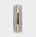 Solid Gold And 925 Sterling Silver Gold Moissanite Diamond Hexagon Square Shape Band Ring