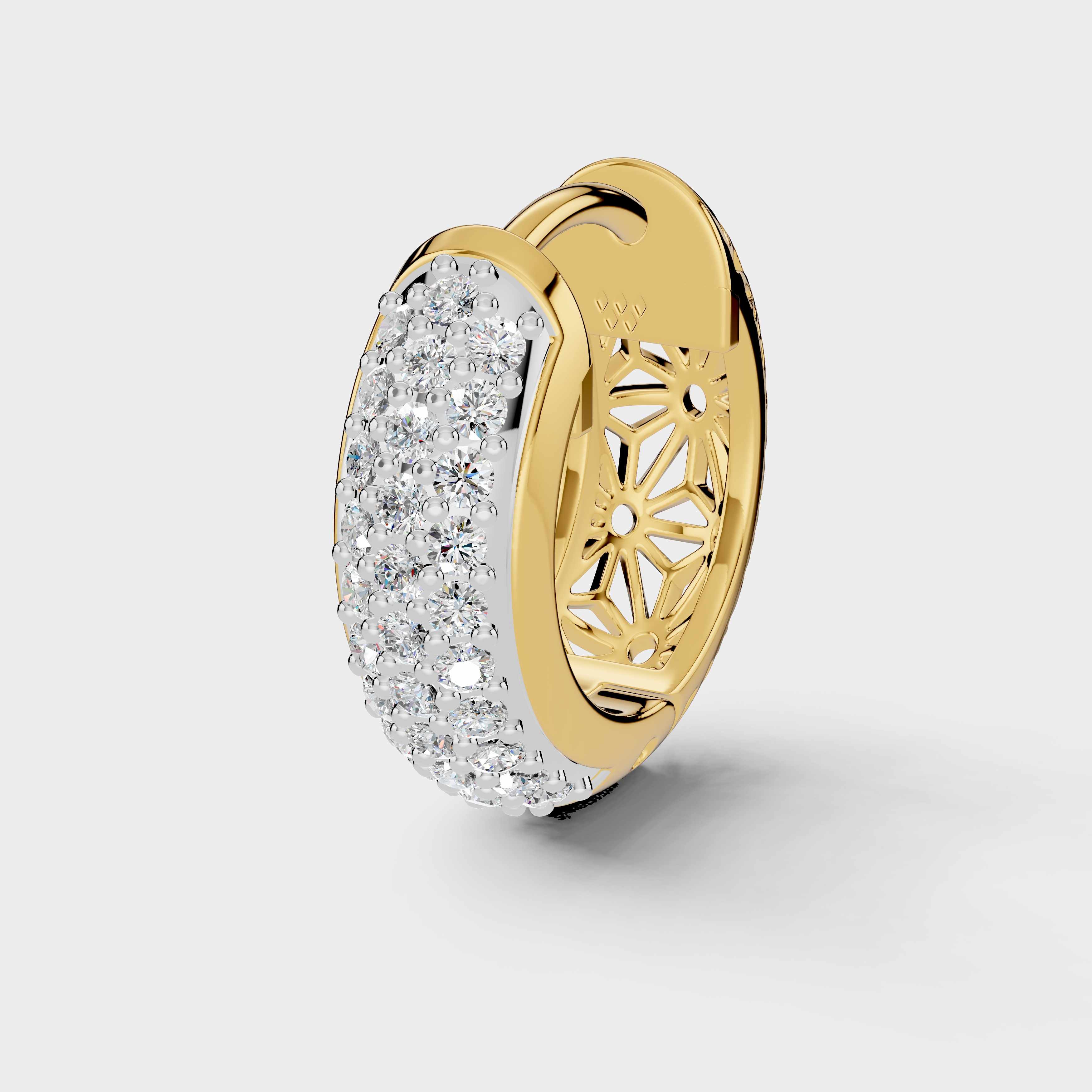 925 Sterling Silver Moissanite Diamond Bali Earring Two Sided (1 PC)