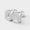 Emerald Bezel Setting Earring ( 1 Pair )