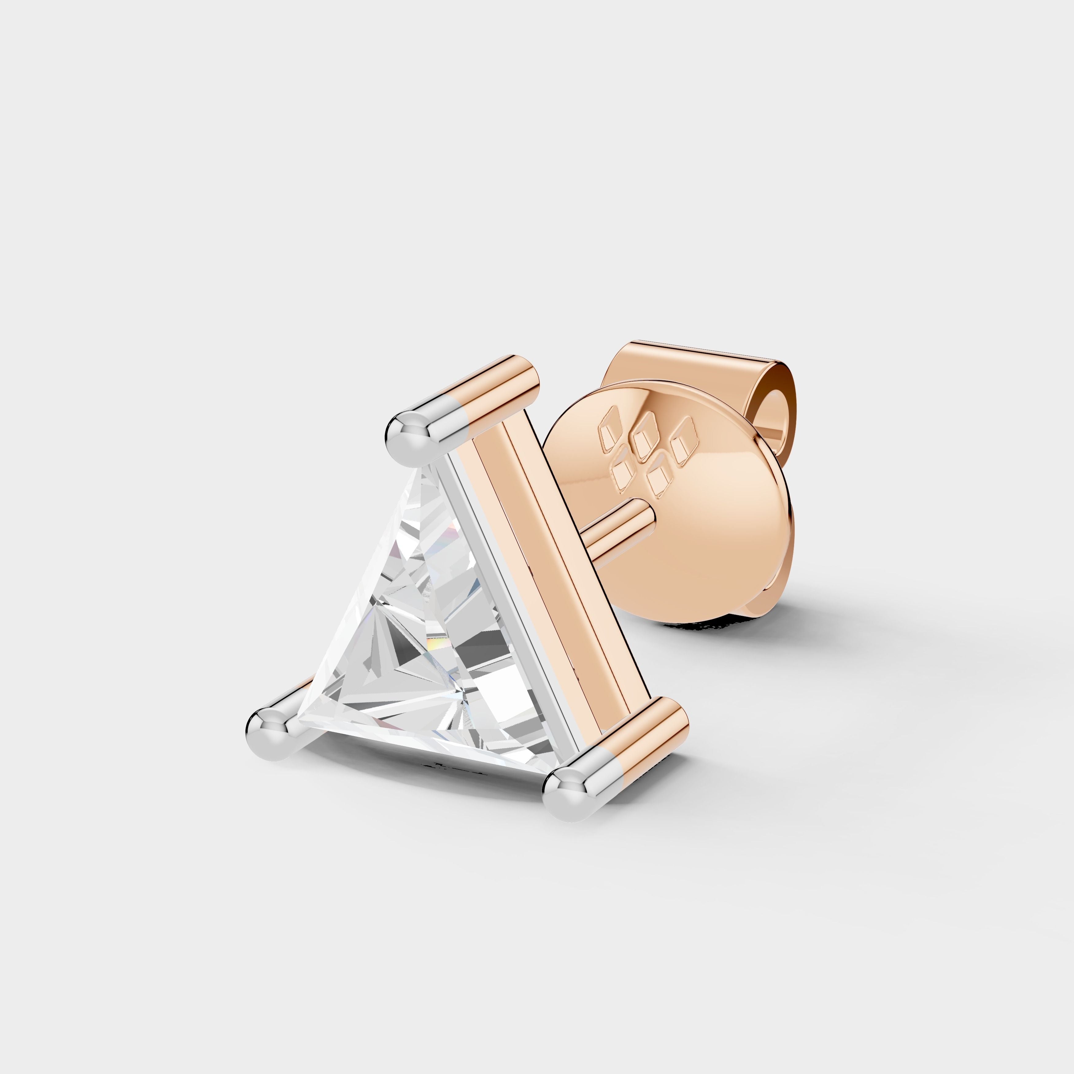 Triangle Shape Earrings with Moissanite Diamond 925 Silver (1 PC)
