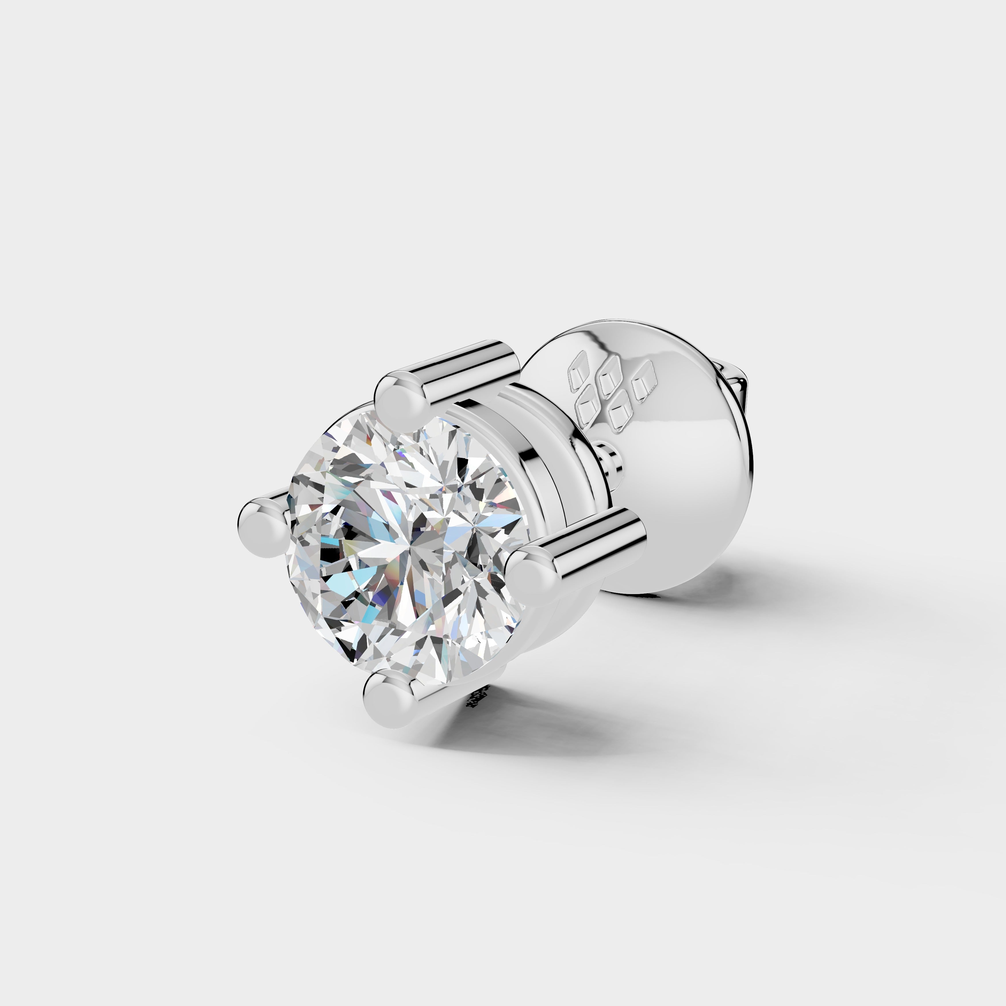 925 Sterling Silver Round Shape Earrings with Moissanite Diamond (1 PC)