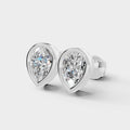 Pear Shaped Bezel Setting Earring ( 1 Pair )