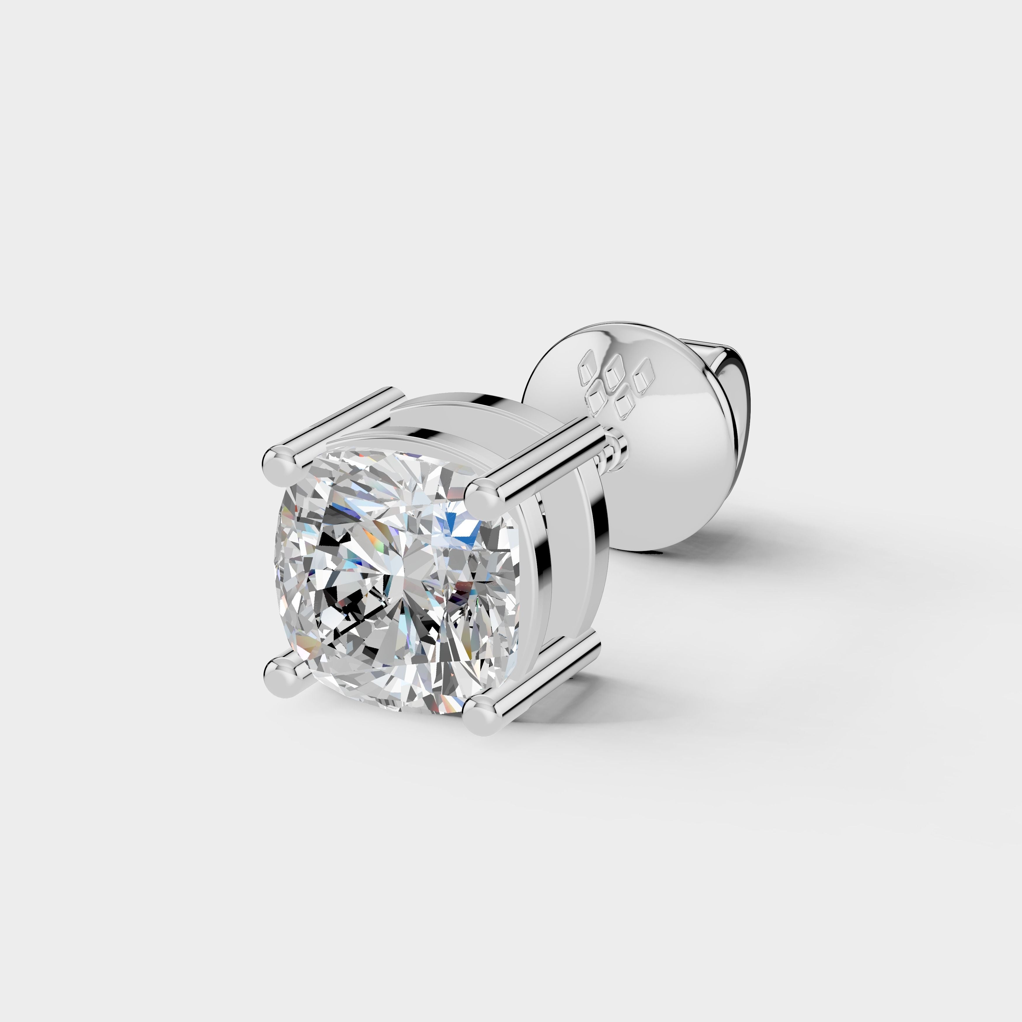 925 Silver Cushion Shape Earrings with Moissanite Diamond (1 PC)