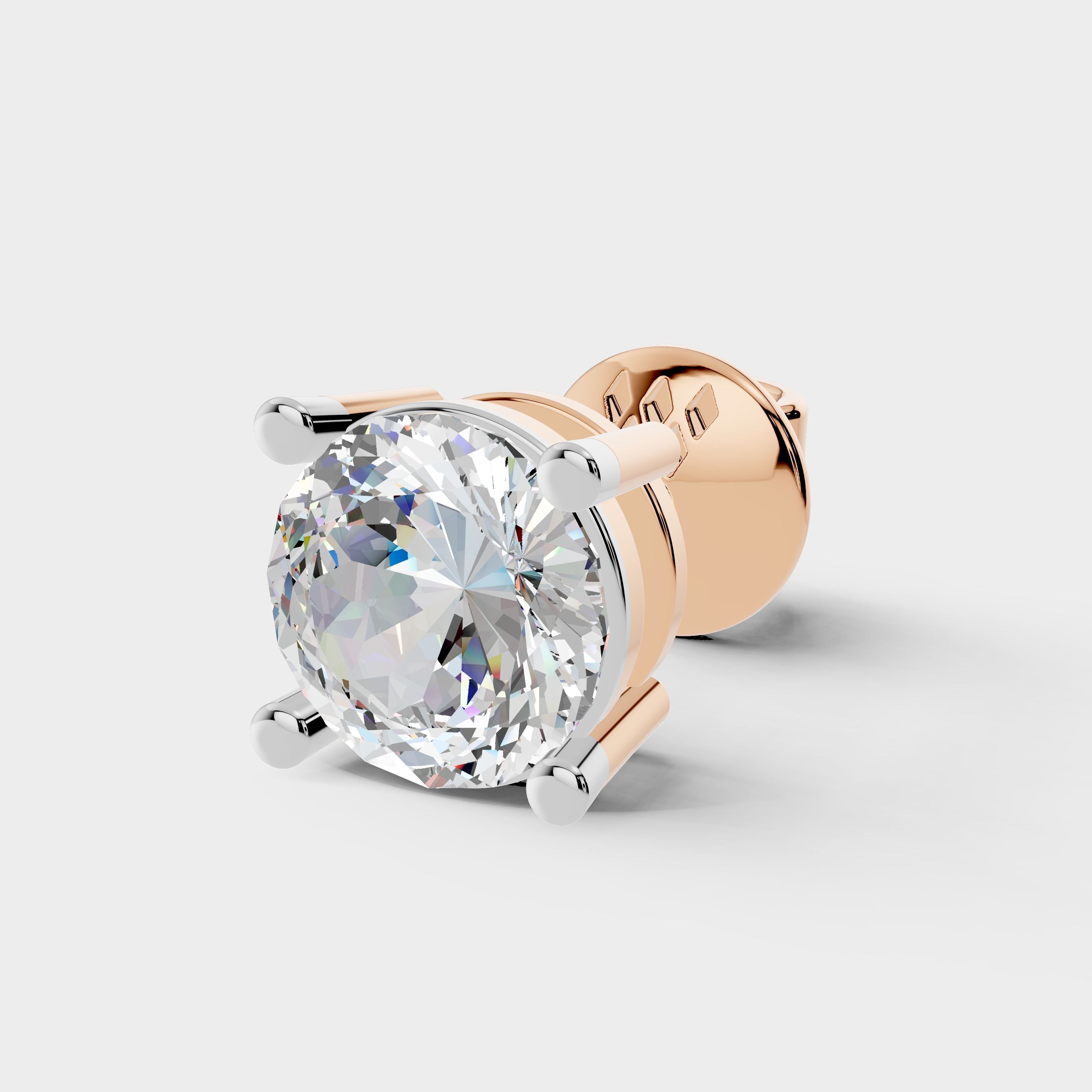 925 Silver Portuguese Cut Moissanite Diamond Earring (1 PC)