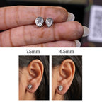 Pear Shaped Bezel Setting Earring ( 1 Pair )