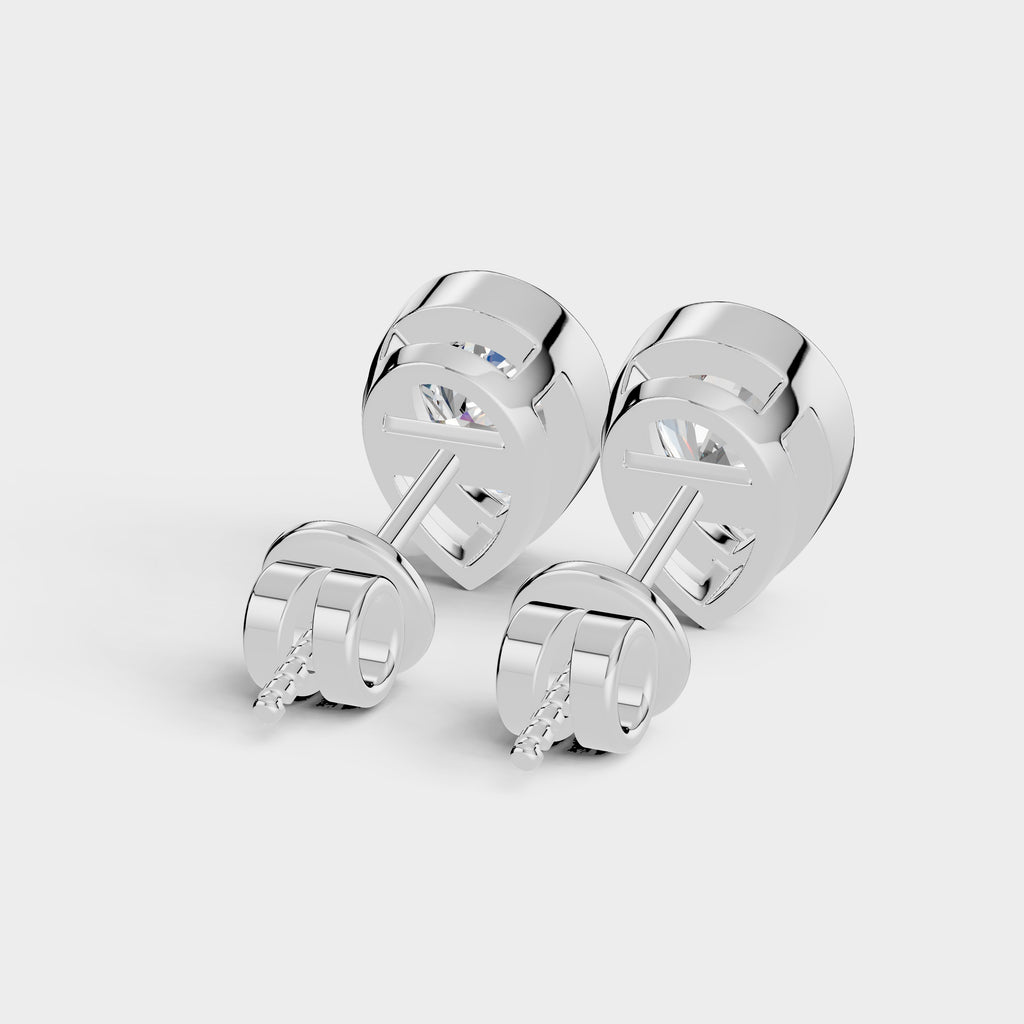Pear Shaped Bezel Setting Earring ( 1 Pair )